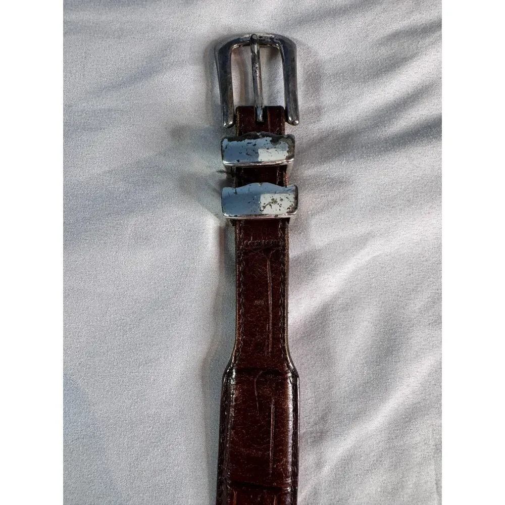Martin Dingman Brown Full Grain Leather Belt Solid Brass Buckle Size 38 USA